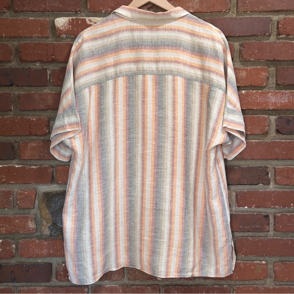 LaFayette 148 Blouse Size XL Wendell Striped Linen Button Front beach resort - Picture 4 of 12
